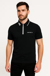 HKT LONDON BLACK ZIP POLO T-SHIRT